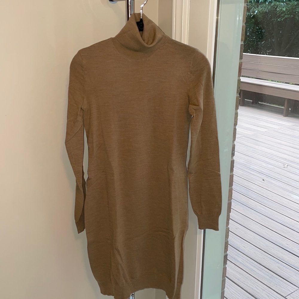 Ralph Lauren camel colored turtleneck sweater dress. Size S.